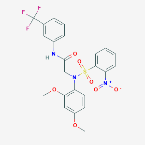 molecular formula C23H20F3N3O7S B5035073 N~2~-(2,4-dimethoxyphenyl)-N~2~-[(2-nitrophenyl)sulfonyl]-N~1~-[3-(trifluoromethyl)phenyl]glycinamide 