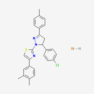 2-[5-(4-chlorophenyl)-3-(4-methylphenyl)-4,5-dihydro-1H-pyrazol-1-yl]-4-(3,4-dimethylphenyl)-1,3-thiazole hydrobromide