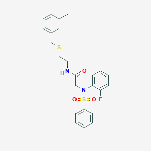 molecular formula C25H27FN2O3S2 B5035092 N~2~-(2-fluorophenyl)-N~1~-{2-[(3-methylbenzyl)thio]ethyl}-N~2~-[(4-methylphenyl)sulfonyl]glycinamide 