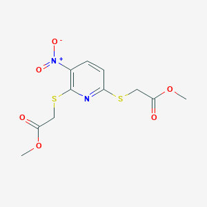 molecular formula C11H12N2O6S2 B503510 Methyl ({3-nitro-6-[(2-methoxy-2-oxoethyl)sulfanyl]-2-pyridinyl}sulfanyl)acetate 