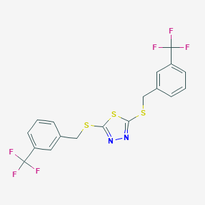 molecular formula C18H12F6N2S3 B503512 2,5-Bis{[3-(trifluoromethyl)benzyl]sulfanyl}-1,3,4-thiadiazole 