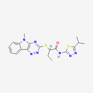 molecular formula C19H21N7OS2 B5035135 N-(5-isopropyl-1,3,4-thiadiazol-2-yl)-2-[(5-methyl-5H-[1,2,4]triazino[5,6-b]indol-3-yl)thio]butanamide 