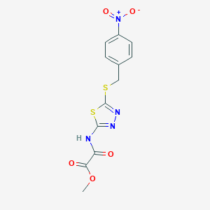 molecular formula C12H10N4O5S2 B503517 Methyl {[5-({4-nitrobenzyl}sulfanyl)-1,3,4-thiadiazol-2-yl]amino}(oxo)acetate 