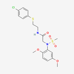 molecular formula C19H23ClN2O5S2 B5035181 N~1~-{2-[(4-chlorophenyl)thio]ethyl}-N~2~-(2,5-dimethoxyphenyl)-N~2~-(methylsulfonyl)glycinamide 