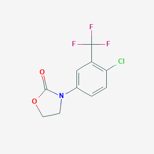 molecular formula C10H7ClF3NO2 B503519 3-[4-Chloro-3-(trifluoromethyl)phenyl]-1,3-oxazolidin-2-one 