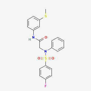 molecular formula C21H19FN2O3S2 B5035197 N~2~-[(4-fluorophenyl)sulfonyl]-N~1~-[3-(methylthio)phenyl]-N~2~-phenylglycinamide 