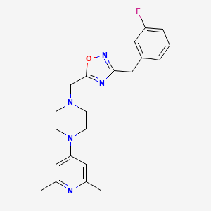 molecular formula C21H24FN5O B5035248 1-(2,6-dimethyl-4-pyridinyl)-4-{[3-(3-fluorobenzyl)-1,2,4-oxadiazol-5-yl]methyl}piperazine 