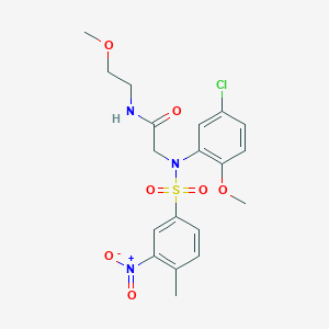molecular formula C19H22ClN3O7S B5035294 N~2~-(5-chloro-2-methoxyphenyl)-N~1~-(2-methoxyethyl)-N~2~-[(4-methyl-3-nitrophenyl)sulfonyl]glycinamide 