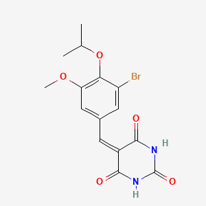molecular formula C15H15BrN2O5 B5035329 5-(3-bromo-4-isopropoxy-5-methoxybenzylidene)-2,4,6(1H,3H,5H)-pyrimidinetrione 