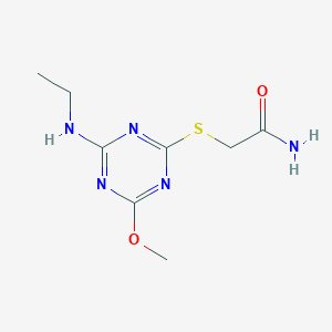 molecular formula C8H13N5O2S B5035346 2-{[4-(ethylamino)-6-methoxy-1,3,5-triazin-2-yl]thio}acetamide 
