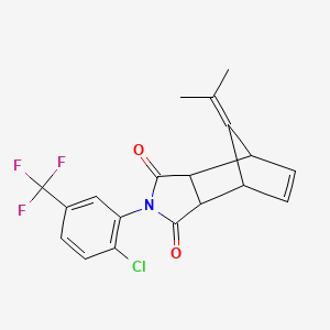 molecular formula C19H15ClF3NO2 B5035354 4-[2-chloro-5-(trifluoromethyl)phenyl]-10-(1-methylethylidene)-4-azatricyclo[5.2.1.0~2,6~]dec-8-ene-3,5-dione 