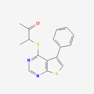 molecular formula C16H14N2OS2 B5035389 3-[(5-phenylthieno[2,3-d]pyrimidin-4-yl)thio]-2-butanone 
