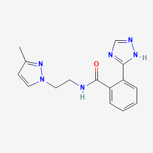 molecular formula C15H16N6O B5035392 N-[2-(3-methyl-1H-pyrazol-1-yl)ethyl]-2-(1H-1,2,4-triazol-5-yl)benzamide 