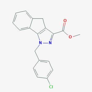 molecular formula C19H15ClN2O2 B503541 Methyl 1-(4-chlorobenzyl)-1,4-dihydroindeno[1,2-c]pyrazole-3-carboxylate 