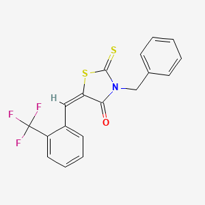 molecular formula C18H12F3NOS2 B5035426 3-benzyl-2-thioxo-5-[2-(trifluoromethyl)benzylidene]-1,3-thiazolidin-4-one 