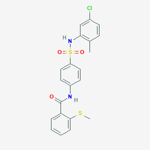 molecular formula C21H19ClN2O3S2 B5035443 N-(4-{[(5-chloro-2-methylphenyl)amino]sulfonyl}phenyl)-2-(methylthio)benzamide 