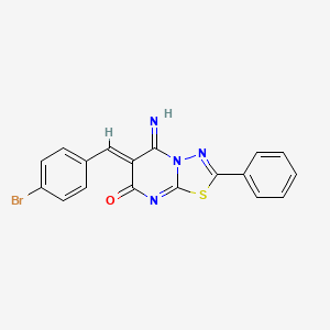 molecular formula C18H11BrN4OS B5035446 6-(4-bromobenzylidene)-5-imino-2-phenyl-5,6-dihydro-7H-[1,3,4]thiadiazolo[3,2-a]pyrimidin-7-one 