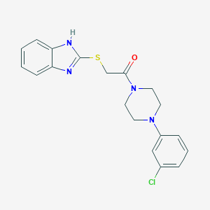 molecular formula C19H19ClN4OS B503545 2-(1H-benzimidazol-2-ylsulfanyl)-1-[4-(3-chlorophenyl)piperazin-1-yl]ethanone 