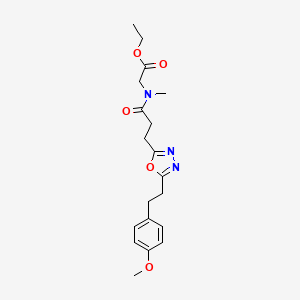 molecular formula C19H25N3O5 B5035488 ethyl N-(3-{5-[2-(4-methoxyphenyl)ethyl]-1,3,4-oxadiazol-2-yl}propanoyl)-N-methylglycinate 