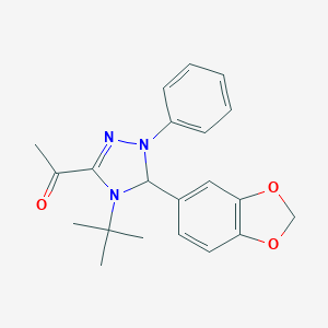molecular formula C21H23N3O3 B503550 1-[5-(1,3-benzodioxol-5-yl)-4-tert-butyl-1-phenyl-4,5-dihydro-1H-1,2,4-triazol-3-yl]ethanone CAS No. 346634-79-5