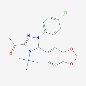 molecular formula C21H22ClN3O3 B503551 1-[5-(1,3-benzodioxol-5-yl)-4-tert-butyl-1-(4-chlorophenyl)-4,5-dihydro-1H-1,2,4-triazol-3-yl]ethanone CAS No. 346634-18-2