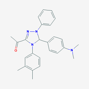 molecular formula C26H28N4O B503553 1-[5-[4-(Dimethylamino)phenyl]-4-(3,4-dimethylphenyl)-1-phenyl-4,5-dihydro-1H-1,2,4-triazol-3-yl]ethanone 