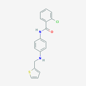 molecular formula C18H15ClN2OS B503554 2-chloro-N-{4-[(2-thienylmethyl)amino]phenyl}benzamide 