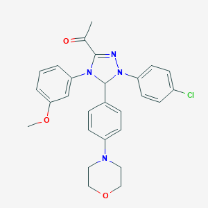 molecular formula C27H27ClN4O3 B503555 1-(1-(4-chlorophenyl)-4-(3-methoxyphenyl)-5-(4-morpholinophenyl)-4,5-dihydro-1H-1,2,4-triazol-3-yl)ethanone 