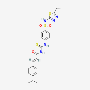 molecular formula C23H25N5O3S3 B5035565 N-{[(4-{[(5-ethyl-1,3,4-thiadiazol-2-yl)amino]sulfonyl}phenyl)amino]carbonothioyl}-3-(4-isopropylphenyl)acrylamide 
