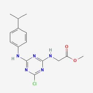 molecular formula C15H18ClN5O2 B5035584 methyl N-{4-chloro-6-[(4-isopropylphenyl)amino]-1,3,5-triazin-2-yl}glycinate 