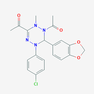 1-[2-acetyl-3-(1,3-benzodioxol-5-yl)-4-(4-chlorophenyl)-1-methyl-3H-1,2,4,5-tetrazin-6-yl]ethanone