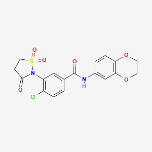 molecular formula C18H15ClN2O6S B5035608 4-chloro-N-(2,3-dihydro-1,4-benzodioxin-6-yl)-3-(1,1-dioxido-3-oxo-2-isothiazolidinyl)benzamide 