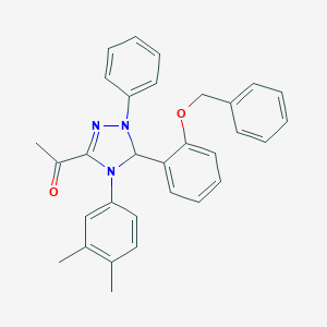 molecular formula C31H29N3O2 B503561 1-[5-[2-(benzyloxy)phenyl]-4-(3,4-dimethylphenyl)-1-phenyl-4,5-dihydro-1H-1,2,4-triazol-3-yl]ethanone 