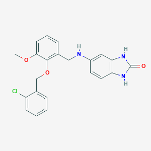 molecular formula C22H20ClN3O3 B503563 5-({2-[(2-chlorobenzyl)oxy]-3-methoxybenzyl}amino)-1,3-dihydro-2H-benzimidazol-2-one 
