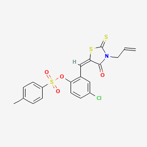 molecular formula C20H16ClNO4S3 B5035681 2-[(3-allyl-4-oxo-2-thioxo-1,3-thiazolidin-5-ylidene)methyl]-4-chlorophenyl 4-methylbenzenesulfonate 