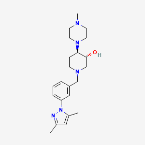 molecular formula C22H33N5O B5035694 (3R*,4R*)-1-[3-(3,5-dimethyl-1H-pyrazol-1-yl)benzyl]-4-(4-methyl-1-piperazinyl)-3-piperidinol 