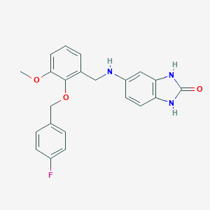 molecular formula C22H20FN3O3 B503575 5-({2-[(4-fluorobenzyl)oxy]-3-methoxybenzyl}amino)-1,3-dihydro-2H-benzimidazol-2-one CAS No. 338430-58-3