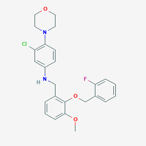 molecular formula C25H26ClFN2O3 B503576 N-(3-chloro-4-morpholin-4-ylphenyl)-N-{2-[(2-fluorobenzyl)oxy]-3-methoxybenzyl}amine 