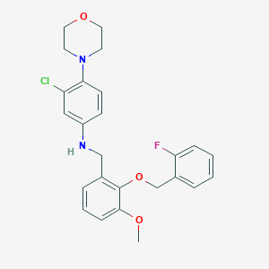 molecular formula C25H26ClFN2O3 B503576 3-CHLORO-N-({2-[(2-FLUOROPHENYL)METHOXY]-3-METHOXYPHENYL}METHYL)-4-(MORPHOLIN-4-YL)ANILINE 