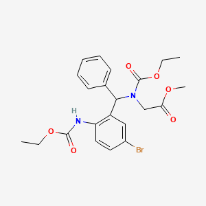 molecular formula C22H25BrN2O6 B5035783 methyl N-[{5-bromo-2-[(ethoxycarbonyl)amino]phenyl}(phenyl)methyl]-N-(ethoxycarbonyl)glycinate 
