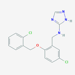 molecular formula C16H14Cl2N4O B503583 N-{5-chloro-2-[(2-chlorobenzyl)oxy]benzyl}-1H-1,2,4-triazol-3-amine 