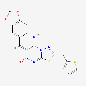 molecular formula C18H12N4O3S2 B5035846 6-(1,3-benzodioxol-5-ylmethylene)-5-imino-2-(2-thienylmethyl)-5,6-dihydro-7H-[1,3,4]thiadiazolo[3,2-a]pyrimidin-7-one 