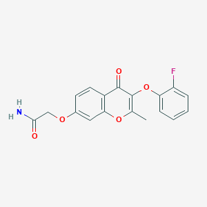 molecular formula C18H14FNO5 B5035883 2-{[3-(2-fluorophenoxy)-2-methyl-4-oxo-4H-chromen-7-yl]oxy}acetamide 
