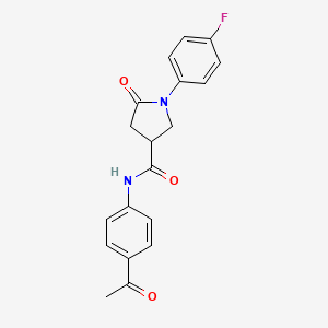 molecular formula C19H17FN2O3 B5035900 N-(4-acetylphenyl)-1-(4-fluorophenyl)-5-oxo-3-pyrrolidinecarboxamide 