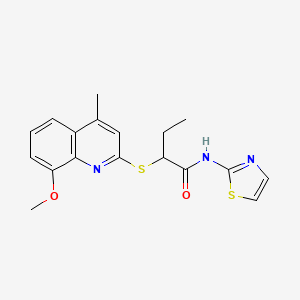 molecular formula C18H19N3O2S2 B5035936 2-[(8-methoxy-4-methyl-2-quinolinyl)thio]-N-1,3-thiazol-2-ylbutanamide 