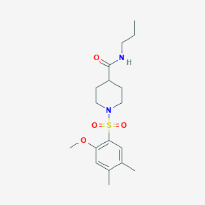 molecular formula C18H28N2O4S B5035940 1-[(2-methoxy-4,5-dimethylphenyl)sulfonyl]-N-propyl-4-piperidinecarboxamide 