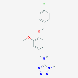 molecular formula C17H18ClN5O2 B503596 N-{4-[(4-chlorobenzyl)oxy]-3-methoxybenzyl}-1-methyl-1H-tetrazol-5-amine 