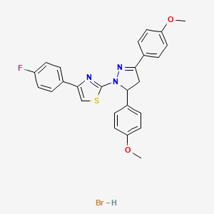 molecular formula C26H23BrFN3O2S B5035968 2-[3,5-bis(4-methoxyphenyl)-4,5-dihydro-1H-pyrazol-1-yl]-4-(4-fluorophenyl)-1,3-thiazole hydrobromide 