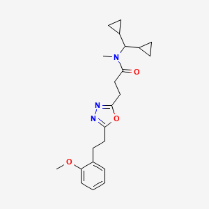 molecular formula C22H29N3O3 B5035969 N-(dicyclopropylmethyl)-3-{5-[2-(2-methoxyphenyl)ethyl]-1,3,4-oxadiazol-2-yl}-N-methylpropanamide 