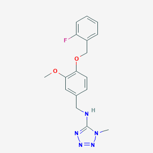 molecular formula C17H18FN5O2 B503598 N-{4-[(2-fluorobenzyl)oxy]-3-methoxybenzyl}-1-methyl-1H-tetrazol-5-amine 